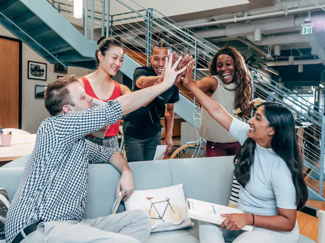 Small business team working on branding and trust signals