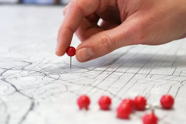 Map of Melbourne with location pins representing local search visibility